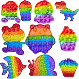 Pop It Entrega rápida, nuevo Popit Fidget juguete arco iris entre nosotros unicornio redondo forma cuadrada Push Pops burbuja juguete juguetes para niños (2)