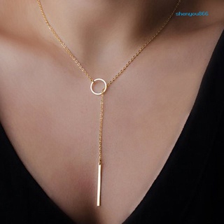 [SH] collar elegante con colgante de barra de círculo en forma de Y para mujer (1)