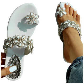 las mujeres de cristal sandalias flores zapatillas zapatos de las señoras calzado plano zapatos de playa (4)