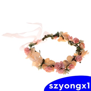 ¡Mejor venta! Boho niñas Floral corona flor diadema guirnalda de pelo boda tocado blanco (5)
