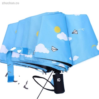 ☢ﺴ▤Versión coreana del paraguas automático femenino lluvia y sol paraguas plegable triple de doble uso protección solar paraguas de sol UV vinilo