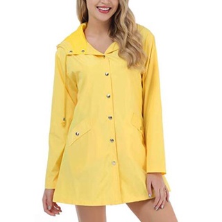 Impermeable ligero para mujer con capucha impermeable activo al aire libre larga chamarra de lluvia