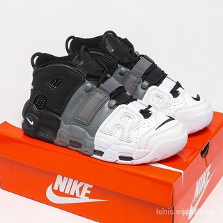 Originais NIKE Wmns Air More Uptempo Man's running Sapatos Calçados Esportivos Tênis Tamanho Grande -- Black gray white