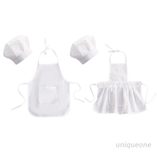 uni bebé niños niñas blanco chef disfraz de cocina sombrero y delantal conjunto cosplay recién nacido fotografía accesorios uniforme cocina hornear pintura desgaste trajes (1)