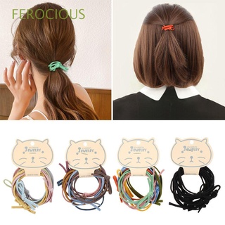 FEROCIOUS 6pcs/set Headwear Women Hair Ties Cute Hair Ropes Rubber Band Fashion Headdress Multi-color High Elasticity Bow Hairband