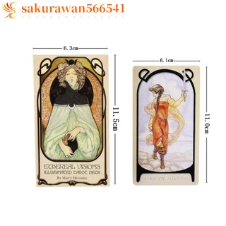 sakurawan566541 80Pcs Ethereal Visions Illuminated Tarot Cards Deck Board Game English Table Games For Party Playing (2)