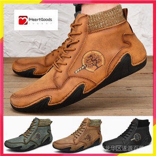 Casual cuero Botas Ajustar Desde La Parte Superior zapatos de los hombres Estilo Británico kasutit kulit kasual (1)
