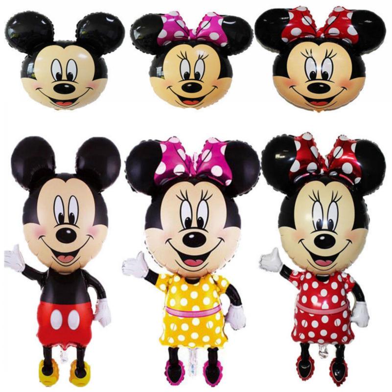 Super grande 110*68CM Mickey Mouse Foil globos Minnie Mouse fiesta de cumpleaños Deco