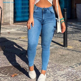 lwinui Lápiz Táctil Para La Piel Pantalones Con Cremallera Puño Bolsillos Skinny Jeans Tobillo-Longitud Streetwear