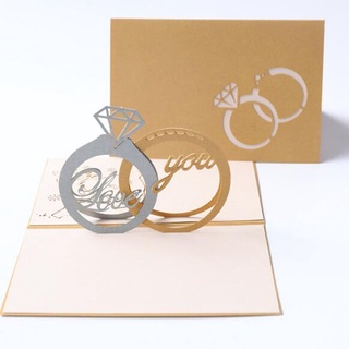 papel arte tarjeta de bendición tarjeta de felicitación elegante 3d anillo de diamantes regalo creativo