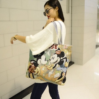 Nuevo bolso de mujer bordado de dibujos animados bolso de lona Simple bolso de hombro estilo coreano Casual Bolso grande bolso de compras bolso de moda (6)