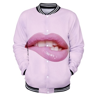 Chaqueta de béisbol abrigo rosa Sexy labios lindo hombres sudaderas con capucha Streewear