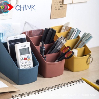 Chink 4 cuadrícula oblicua caja de almacenamiento de papelería cosmética de almacenamiento de escritorio caja de almacenamiento de la sala de estar caja de Control remoto artículos lavables titular de la pluma/Multicolor