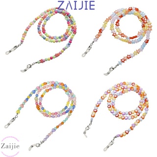 Zaijie moda con cuentas gafas cadenas de protección colorida cordón cuentas gafas de sol cadena cuello cordón arco iris protección cadenas mujeres niños gafas titular correa