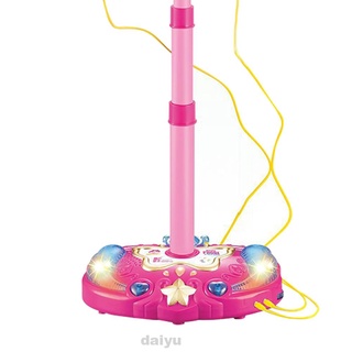 regalo casero educación temprana con cable con luz ajustable soporte doble micrófono karaoke juguete