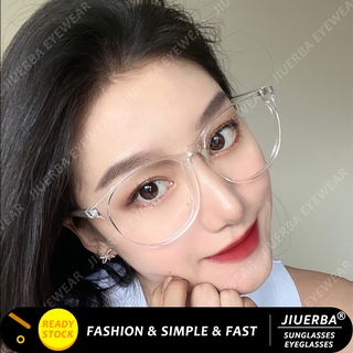 (JIUERBA) Gafas de montura transparente de moda coreana para mujer Gafas antirradiación redondas retro
