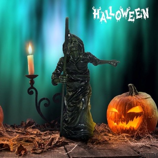 ready negro esqueleto guardián escultura halloween muerte esqueleto resina adorno smar