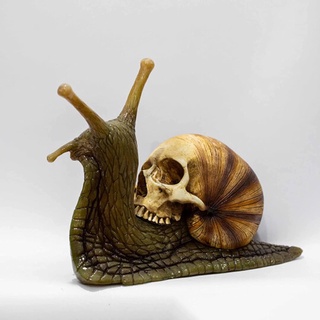 Halloween nuevo cráneo caracol resina escultura gótico jardín decoración del hogar artesanía de resina (6)