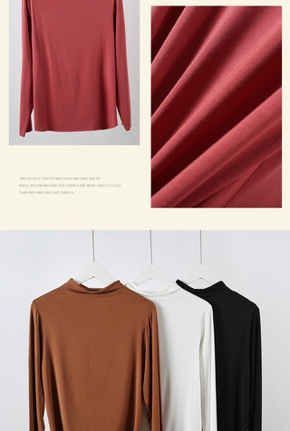 las mujeres de fondo camisa de manga larga delgada interior superior medio alto cuello de gran tamaño otoño ropa apretado (9)