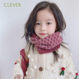 clever cuello envoltura caliente nuevo otoño e invierno bufanda de punto doble color coreano lana bufanda collar romboide para niños y niñas