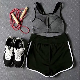 mujer yoga running trajes 2 piezas conjunto de cremallera sujetador+pantalones cortos ropa deportiva