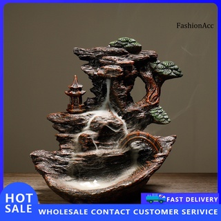 FSC_Mountain Stream Teahouse Waterfall Backflow Ceramic Incense Burner with Cones