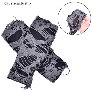 [Crushcactushb] A Pair Gothic Arm Warmer Fingerless Beggar Punk Halloween Gloves Hole Cosplay Hot Sale