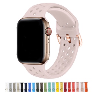 Iwatch correa de silicona suave 45mm 41mm 38mm 40mm 42mm 44mm para apple watch Series 7 6 SE 5 4 3 2 1 transpirable lindo colorido deporte banda