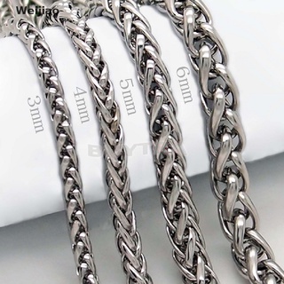 Weijiao 3/4/5/6 mm collar trenzado de plata de acero inoxidable para hombre de trigo
