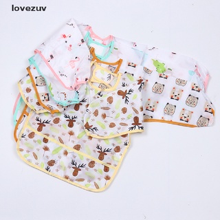 lovezuv nuevo bebé niños niño manga larga impermeable arte smock alimentación babero delantal bolsillo co (8)
