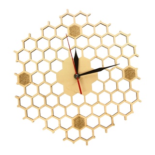 reloj de pared de madera de nido de abeja reloj colgante con pilas para decoración del hogar
