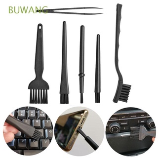 BUWANG Household Cleaning Tools Nylon Cleaning Keyboard Brush Kit 6pcs Portable Plastic Anti Static Black Handle Computer Cleaners/Multicolor