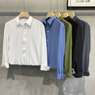 Camisa de manga larga versión de los hombres de Color liso Casual camisa de negocios para el trabajo Kemeja