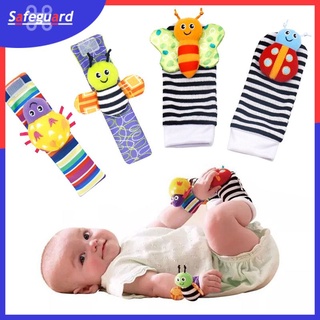 SAFEGUARD 2 pcs Cartoon Baby Toys 0-12 Months Baby Rattles Children Infant Newborn Toys Soft Plush Sock Baby Rattle Toy Wrist ❤