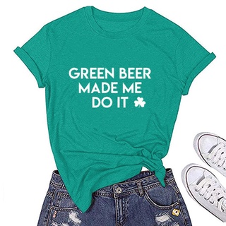 Camiseta konheart/Blusa/ropa de mujer Verde con cuello redondo y Manga corta