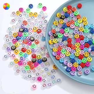 100 cuentas acrílicas de cara sonriente de 10 mm de resina de Color mezclado DIY cuentas para collar pulsera joyería hecha a mano accesorios YK