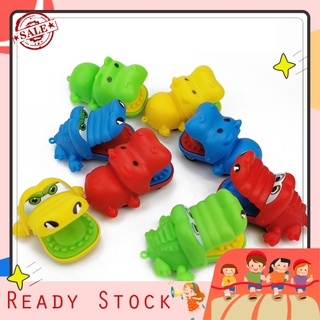 [sabaya] 3 piezas de dibujos animados de animales de gran boca cocodrilo hipopótamo molde tire hacia atrás mini coche rompecabezas juguete (1)