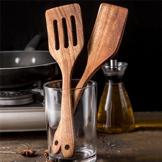 Larga cocina de madera espátula de arroz cuchara antiadherente pala hogar utensilios de cocina
