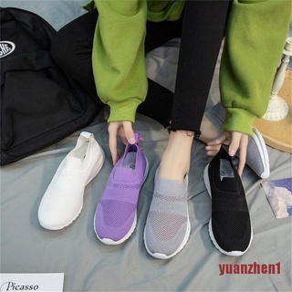 Yazhen zapatillas de deporte para mujer Slip-On sólido malla de aire poco profundo más el tamaño femenino vulcanizado zapato (1)