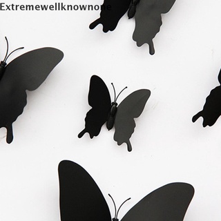 enco 12 unids/set 3d negro pteris mariposa pegatinas de pared mariposas imán pegatinas calientes