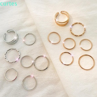 Curtes Twist Hip Hop personalidad geométrica 7 unids/Set minimalista anillo conjunto anillos/Multicolor