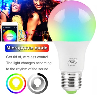 Foco de luz inteligente wifi B22 E27 9W LED RGB lámpara de trabajo con Alexa/Google Home 85-265V RGB+blanco temporizador regulable función bombilla mágica