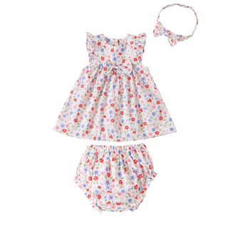 babyya recién nacido bebé niñas fruncido floral tops pantalones cortos diadema ropa trajes conjunto