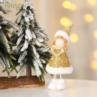 hinson 1pcs adornos de navidad santa claus decoración del hogar de pie muñeca lindo creativo moda regalos para escritorio top dorado diy artesanía