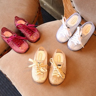 0824# Children Shoes Casual Korean Style Lace-up Closure Round Toe Rubber Sole