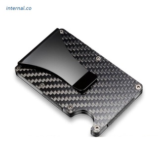 INT1 RFID Cartera De Fibra De Carbono Clip De Dinero Aluminio Tarjeta De Crédito Para Hombre Minimalista Delgado Titular De La