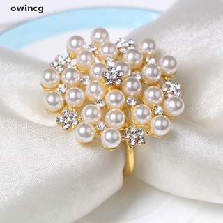 owincg anillo de servilleta de perla blanca con cuentas de boda, servilleta de sake, anillo co