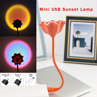 🍊Yann🍊 Fondo MINI lámpara de fotografía arco iris proyector USB atardecer luz dormitorio decoración atmósfera moda LED luces luz de noche (8)