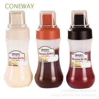 coneway 5 agujeros exprimir botella de aceite de oliva dispensador de salsas de condimento salsas calientes squirt mayo plástico 350ml ketchup squirt botella/multicolor