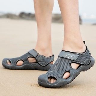 Woovoo sandalia Kasut Kasut zapatos de los hombres de malla redonda dedo del pie zapatos de playa para los hombres sandalias de gran tamaño 39-48 moda Casual zapatos de agua hombre sandalia (5)